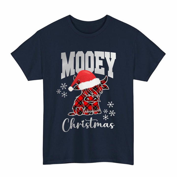 Scottish Ramsay Modern Clan Tartan T-Shirt - Mooey Christmas Tartan Plaid Navy Color