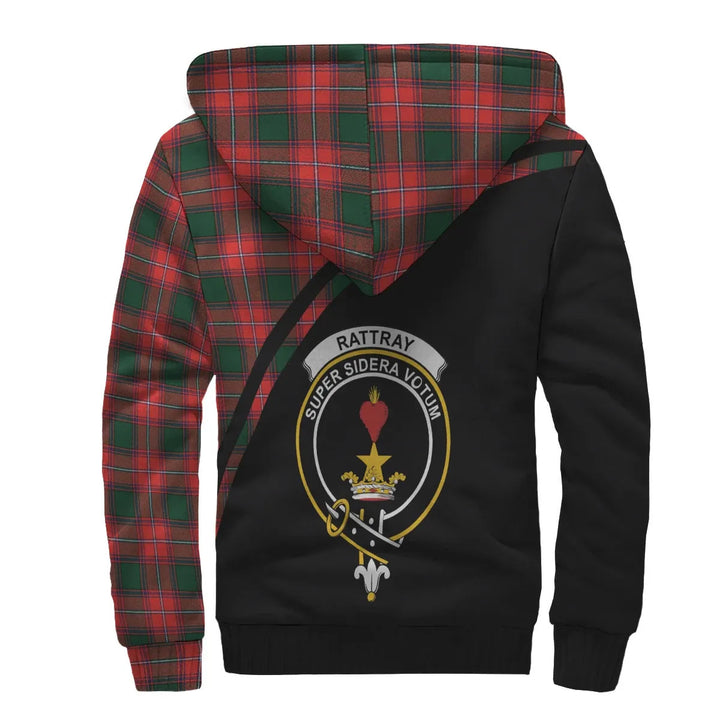 Scottish Rattray Clan Crest Tartan Curve Sherpa Hoodie