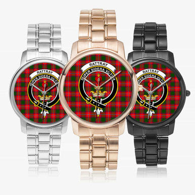 Scottish Rattray Clan Crest Tartan Folding Clasp Steel Quartz Watches Tartan Plaid All