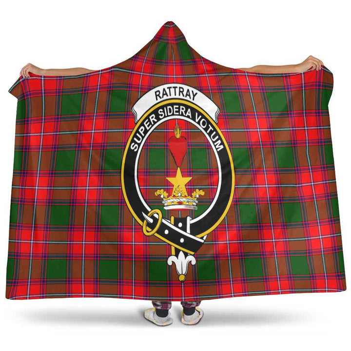 Scottish Rattray Clan Crest Tartan Hooded Blanket Tartan Plaid 1