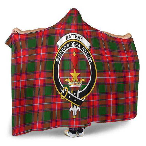 Scottish Rattray Clan Crest Tartan Hooded Blanket Tartan Plaid 2