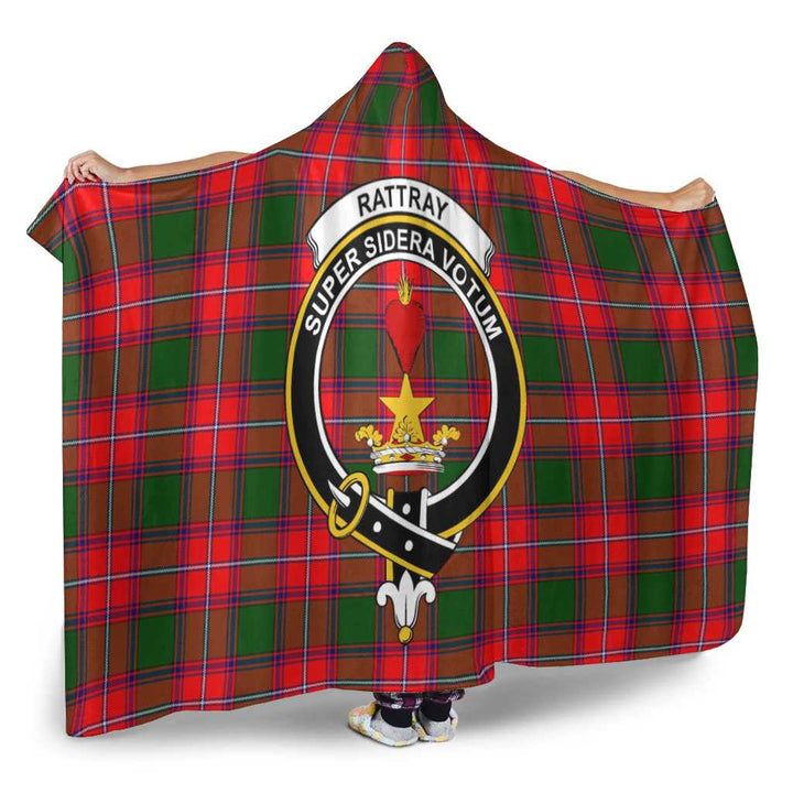 Scottish Rattray Clan Crest Tartan Hooded Blanket Tartan Plaid 2