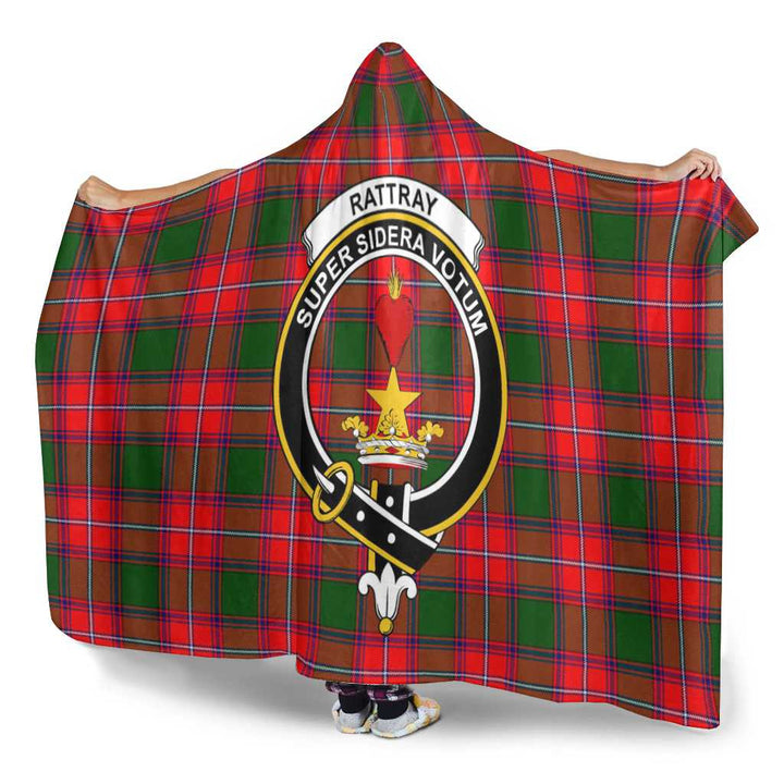 Scottish Rattray Clan Crest Tartan Hooded Blanket Tartan Plaid 3