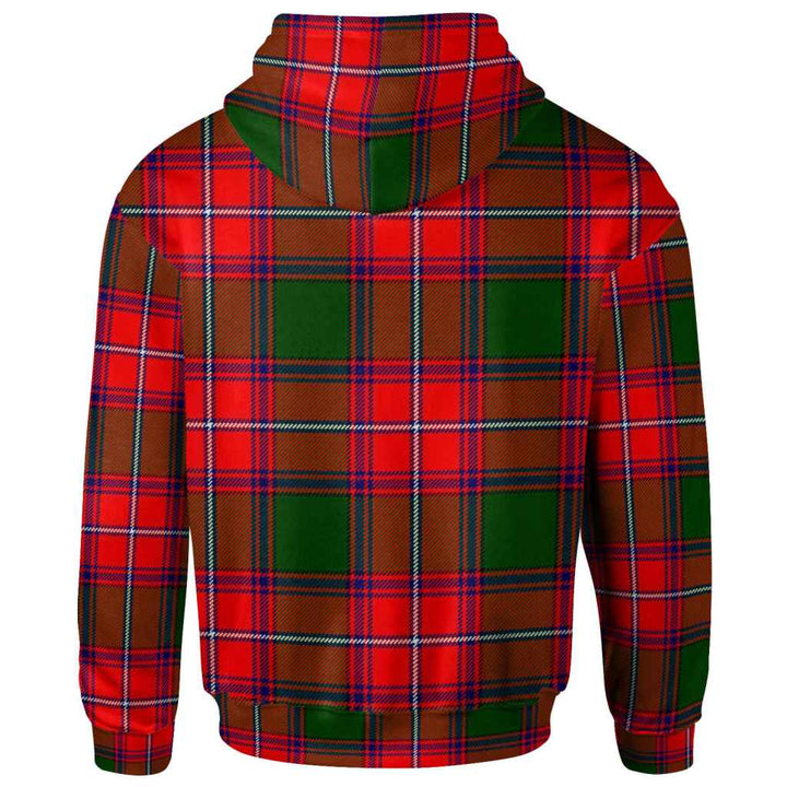 Scottish Rattray Clan Crest Tartan Hoodie Back Side Tartan Plaid