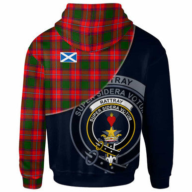 Scottish Rattray Clan Crest Tartan Hoodie - Bend Style Back Side Tartan Plaid