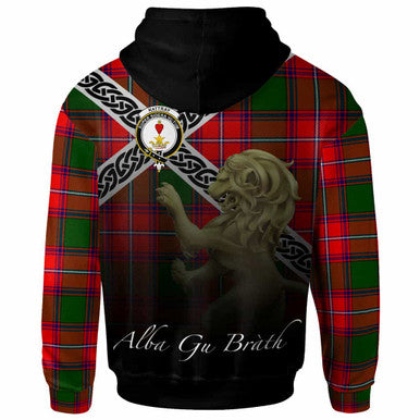 Scottish Rattray Clan Crest Tartan Hoodie - Scotland Lion Back Side Tartan Plaid