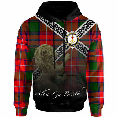 Scottish Rattray Clan Crest Tartan Hoodie - Scotland Lion Front Side Tartan Plaid