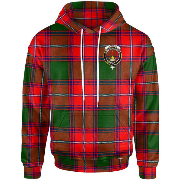 Scottish Rattray Clan Crest Tartan Hoodie Front Side Tartan Plaid