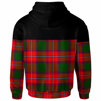 Scottish Rattray Clan Crest Tartan Hoodie - Horizontal Style Back Side Tartan Plaid