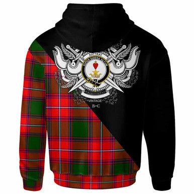 Scottish Rattray Clan Crest Tartan Hoodie - Military Logo Back Side Tartan Plaid