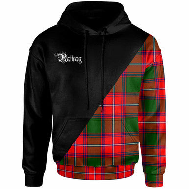 Scottish Rattray Clan Crest Tartan Hoodie - Military Logo Front Side Tartan Plaid