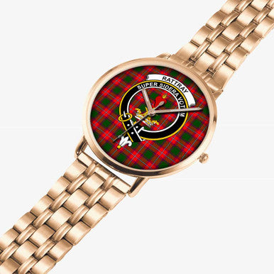 Scottish Rattray Clan Crest Tartan Instafamous Steel Quartz Watches Tartan Plaid Rose Gold 2
