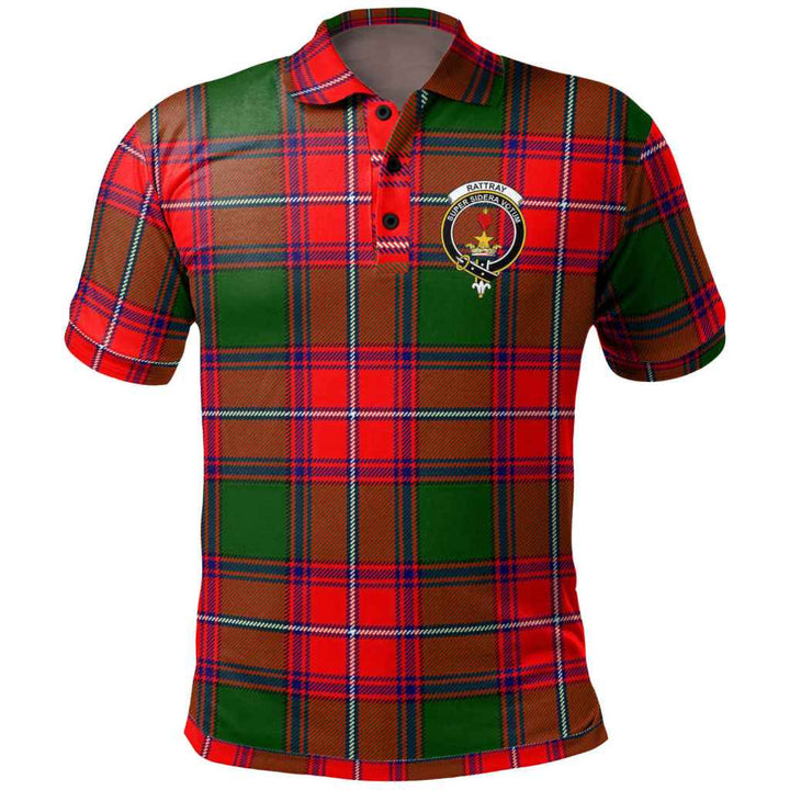 Scottish Rattray Clan Crest Tartan Polo Shirt Front Side Tartan Plaid