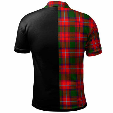 Scottish Rattray Clan Crest Tartan Polo Shirt - Half in Me Back Side Tartan Plaid