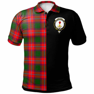 Scottish Rattray Clan Crest Tartan Polo Shirt - Half in Me Front Side Tartan Plaid