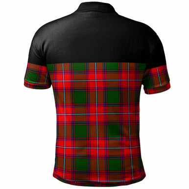 Scottish Rattray Clan Crest Tartan Polo Shirt - Horizontal Style Back Side Tartan Plaid