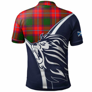 Scottish Rattray Clan Crest Tartan Polo Shirt - Scottish Flag With Lion Back Side Tartan Plaid