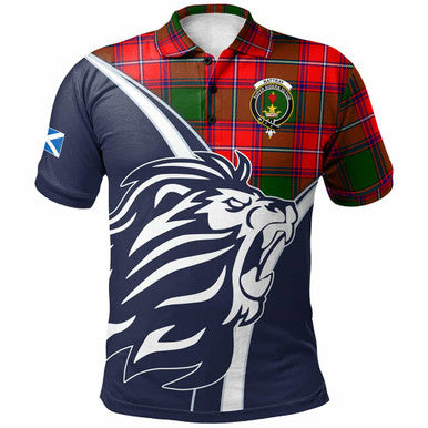 Scottish Rattray Clan Crest Tartan Polo Shirt - Scottish Flag With Lion Front Side Tartan Plaid