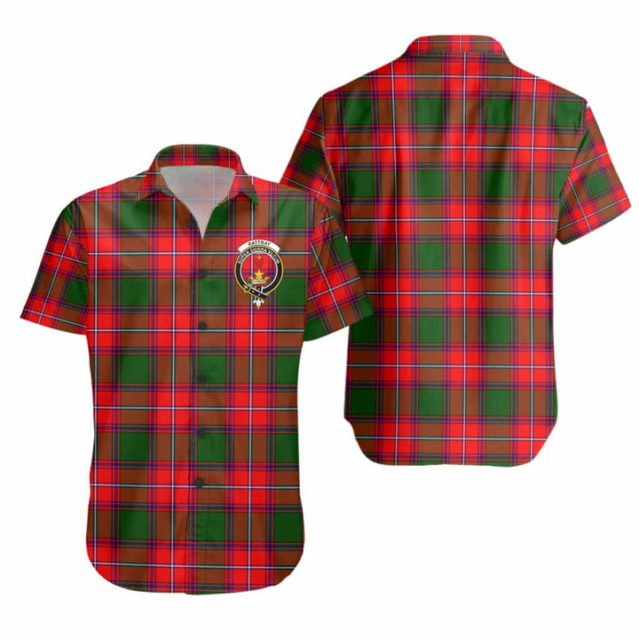 Scottish Rattray Clan Crest Tartan Short Sleeve Shirt Tartan Plaid