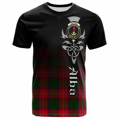 Scottish Rattray Clan Crest Tartan T-Shirt - Alba Gu Brath Family Crest Celtic Inspired Front Side Tartan Plaid