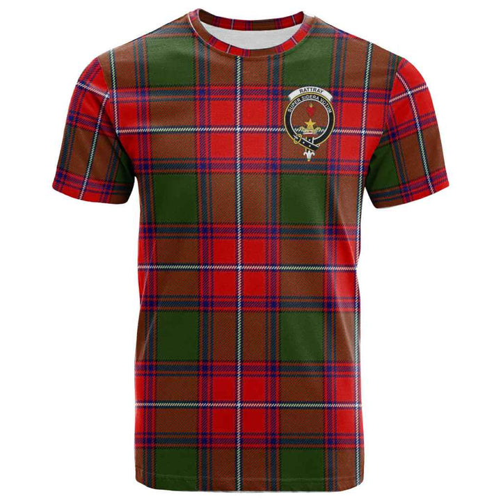 Scottish Rattray Clan Crest Tartan T-Shirt Front Side Tartan Plaid