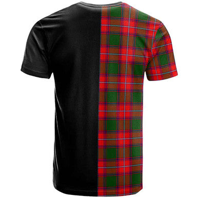 Scottish Rattray Clan Crest Tartan T-Shirt Half in Me Back Side Tartan Plaid