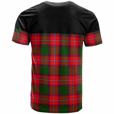 Scottish Rattray Clan Crest Tartan T-Shirt - Horizontal Style Back Side Tartan Plaid