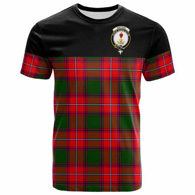 Scottish Rattray Clan Crest Tartan T-Shirt - Horizontal Style Front Side Tartan Plaid