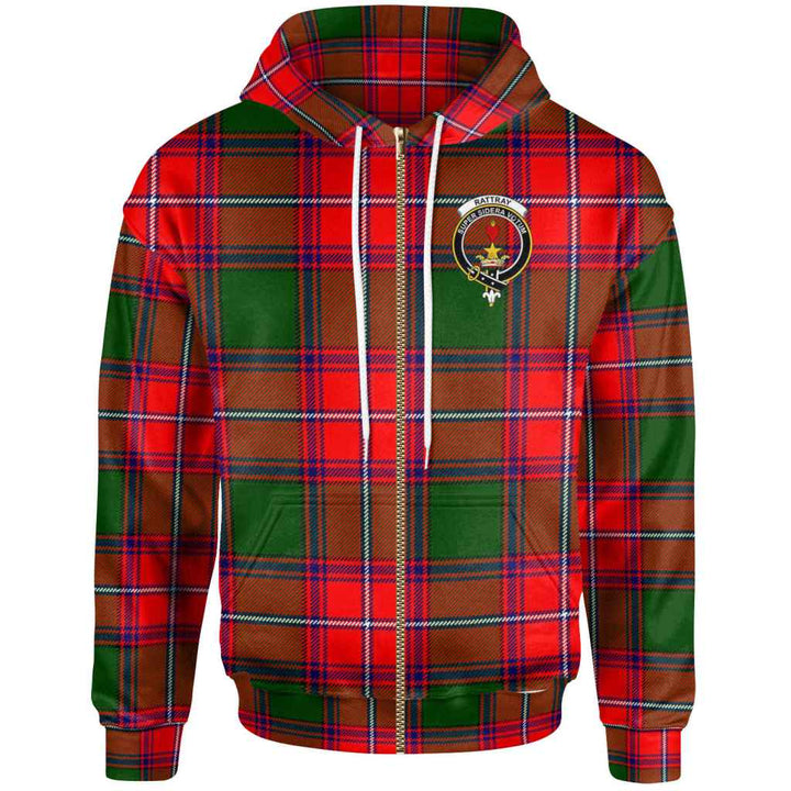 Scottish Rattray Clan Crest Tartan Hoodie Zip Tartan Plaid