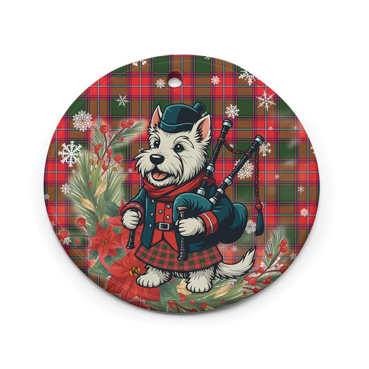 Scottish Rattray Modern Clan Tartan Ceramic Ornament Cute Scottish Terrier Dog Circle Style Tartan Plaid