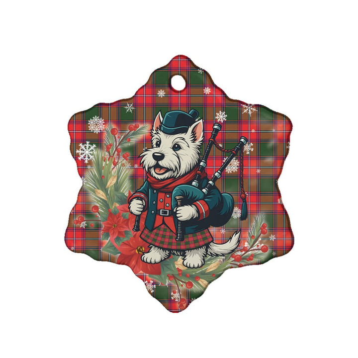 Scottish Rattray Modern Clan Tartan Ceramic Ornament Cute Scottish Terrier Dog Snow Flake Style Tartan Plaid