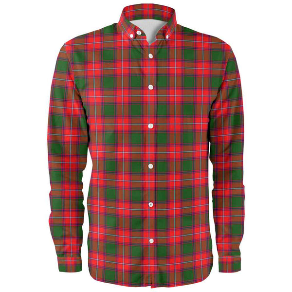 Scottish Rattray Modern Clan Tartan Long Sleeve Shirt Front Side Tartan Plaid