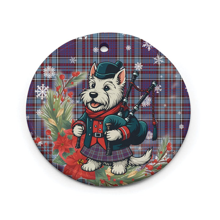 Scottish RCAF Clan Tartan Ceramic Ornament Cute Scottish Terrier Dog Circle Style Tartan Plaid