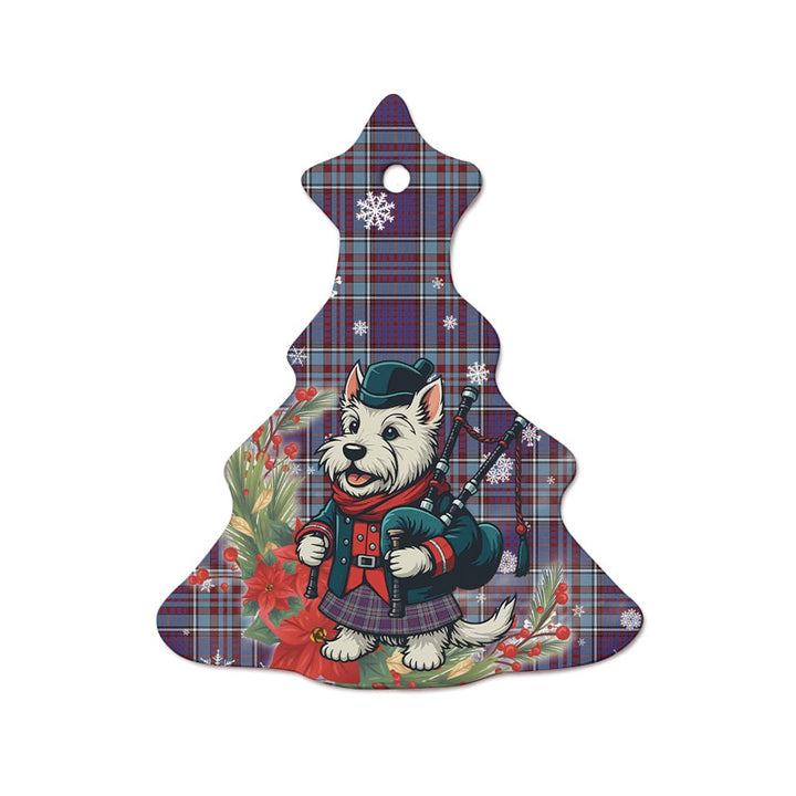 Scottish RCAF Clan Tartan Ceramic Ornament Cute Scottish Terrier Dog Tree Style Tartan Plaid