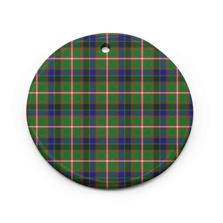 Scottish Reid Green Clan Tartan Ceramic Ornament Circle Shape Tartan Plaid