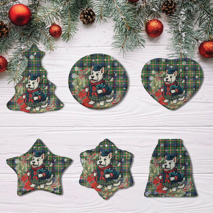 Scottish Reid Green Clan Tartan Ceramic Ornament Cute Scottish Terrier Dog All Style Tartan Plaid