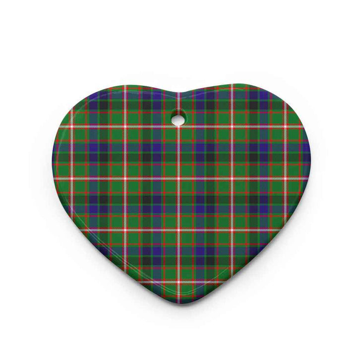 Scottish Reid Green Clan Tartan Ceramic Ornament Heart Shape Tartan Plaid