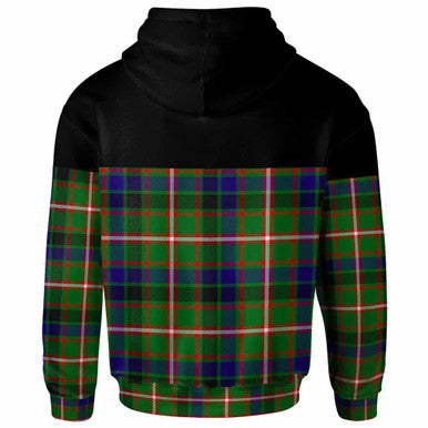 Scottish Reid Green Clan Tartan Hoodie - Horizontal Style Back Side Tartan Plaid