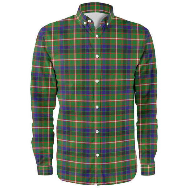 Scottish Reid Green Clan Tartan Long Sleeve Shirt Front Side Tartan Plaid