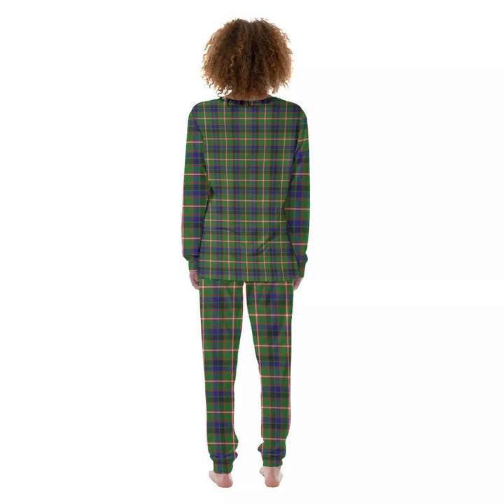 Scottish Reid Green Clan Tartan Pajama Set Women Back Side Tartan Plaid