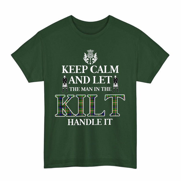 Scottish Reid Green Clan Tartan T-Shirt - Keep Calm Tartan Plaid Forest Green Color