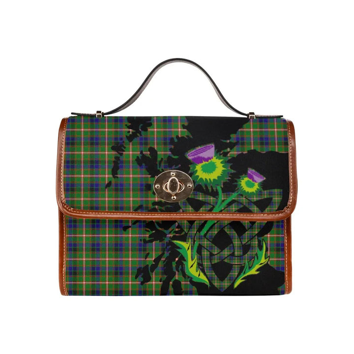 Scottish Reid Green Clan Tartan Waterproof Canvas Bag With Thistle Tartan Plaid 1