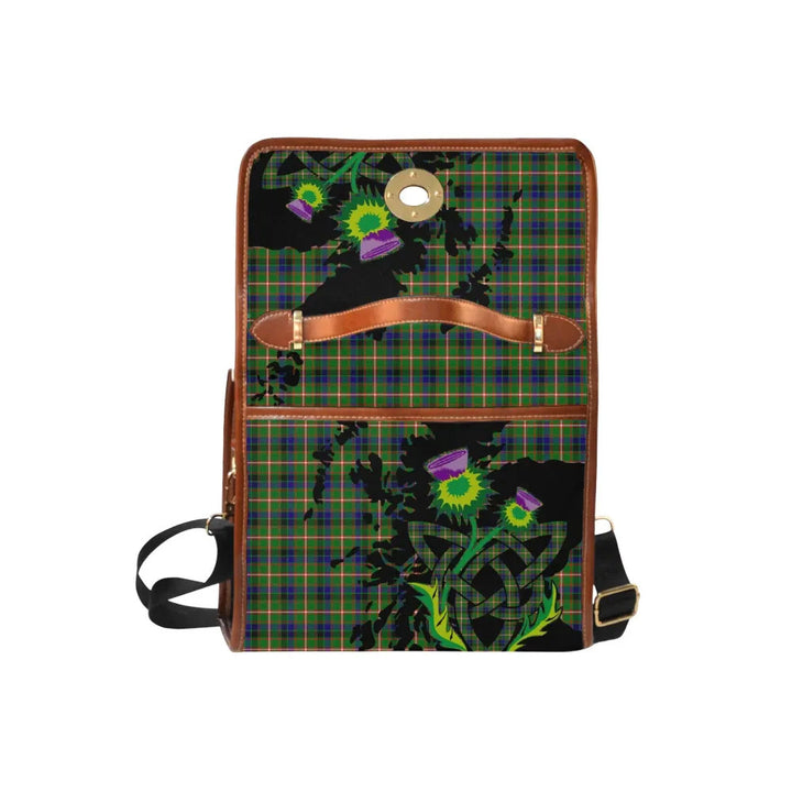 Scottish Reid Green Clan Tartan Waterproof Canvas Bag With Thistle Tartan Plaid 6