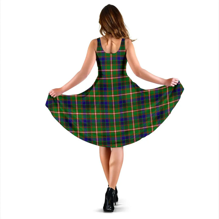 Scottish Reid Green Clan Tartan Women Midi Dress