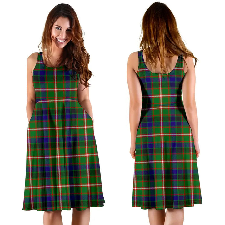Scottish Reid Green Clan Tartan Women Midi Dress