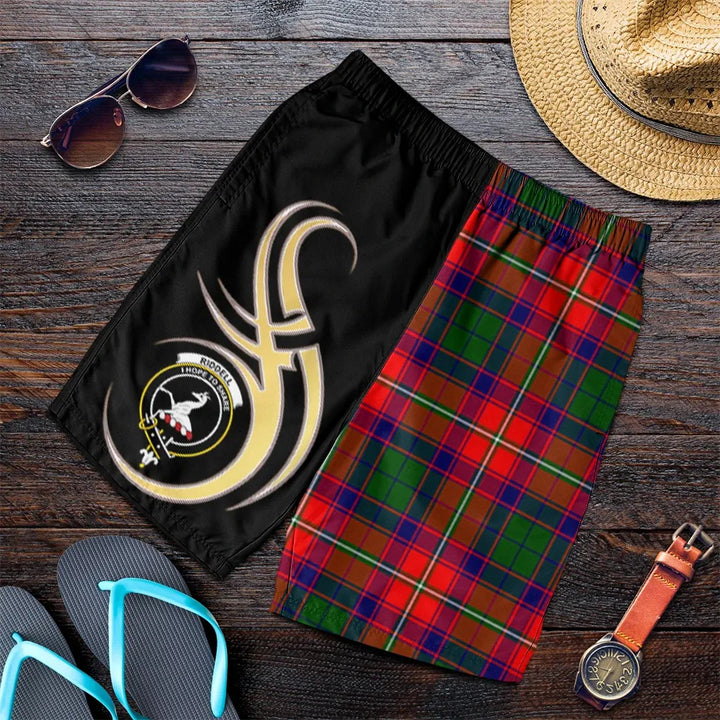 Scottish Riddell Clan Crest Tartan Believe in Me Men's Shorts