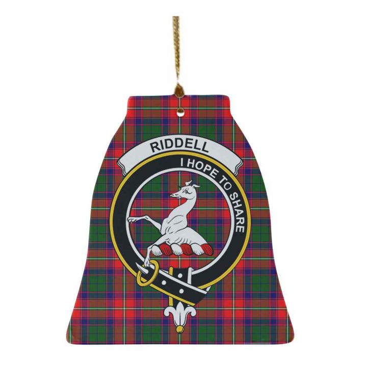 Scottish Riddell Clan Crest Tartan Ceramic Ornament Bell Shape Tartan Plaid