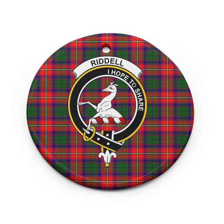 Scottish Riddell Clan Crest Tartan Ceramic Ornament Circle Shape Tartan Plaid