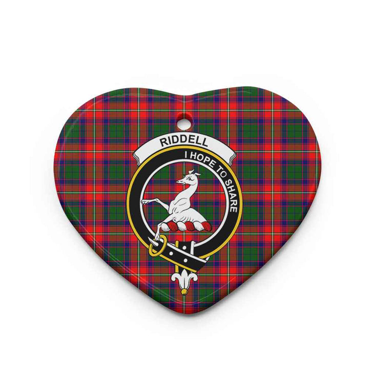 Scottish Riddell Clan Crest Tartan Ceramic Ornament Heart Shape Tartan Plaid