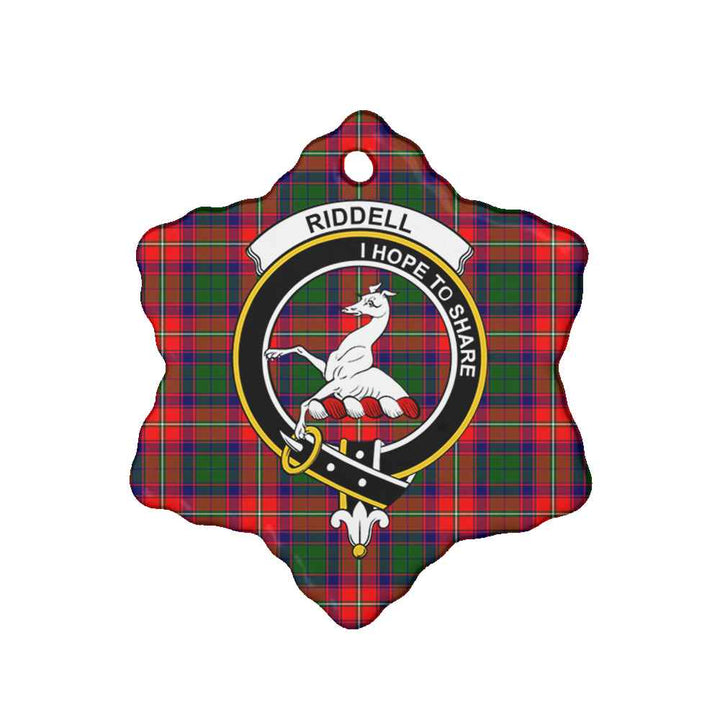 Scottish Riddell Clan Crest Tartan Ceramic Ornament Snow Flake Shape Tartan Plaid
